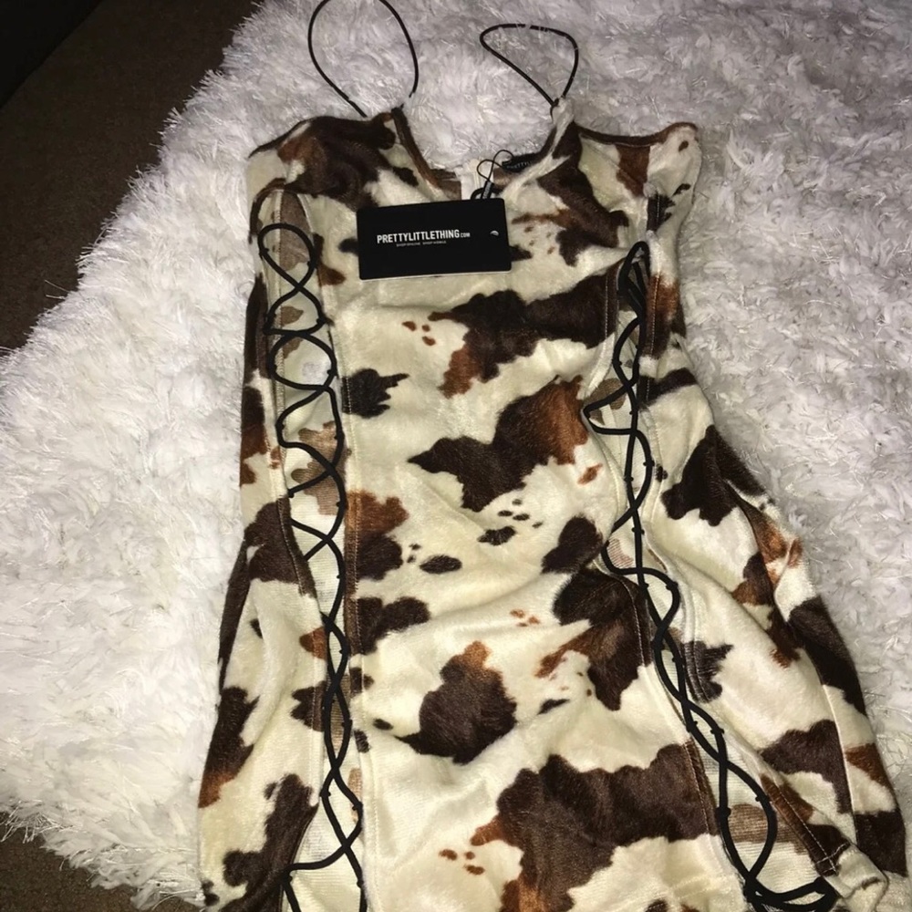 Cow print mini dress